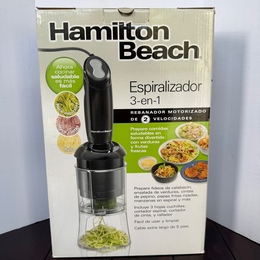 Hamilton Beach 3-in-1 Electric Spiralizer 2-Speed Motorized Slicer 59998 Black
